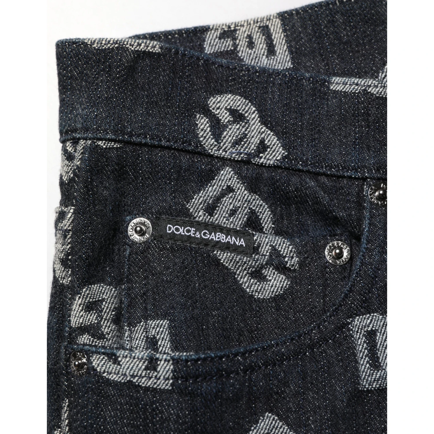 Black DG Monogram Cotton Skinny Denim Jeans