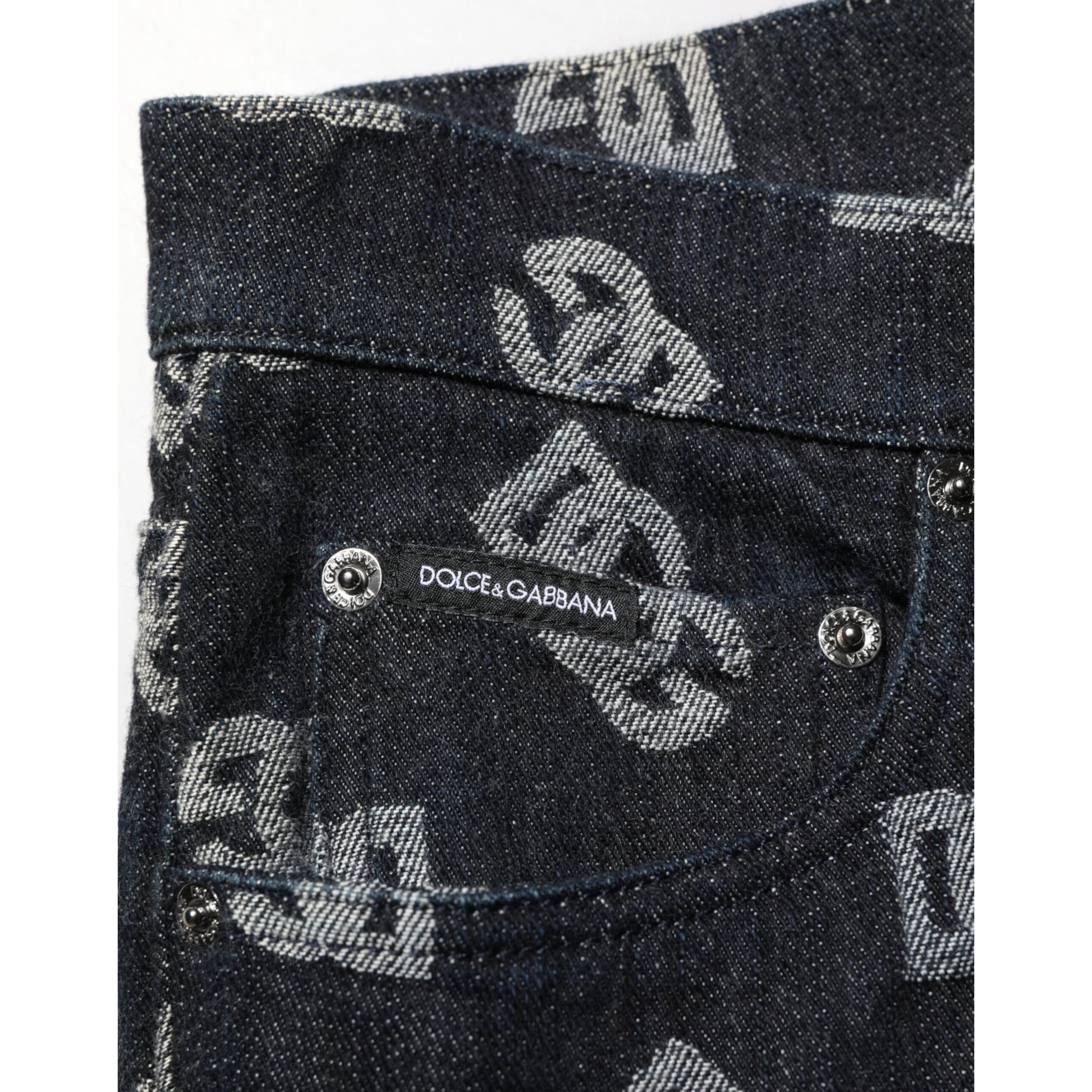 Black DG Monogram Cotton Skinny Denim Jeans