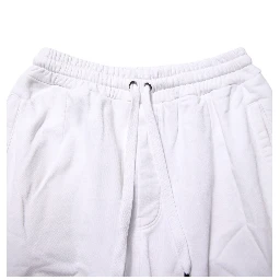 White Cotton Cargo Trousers Logo Patch Pants