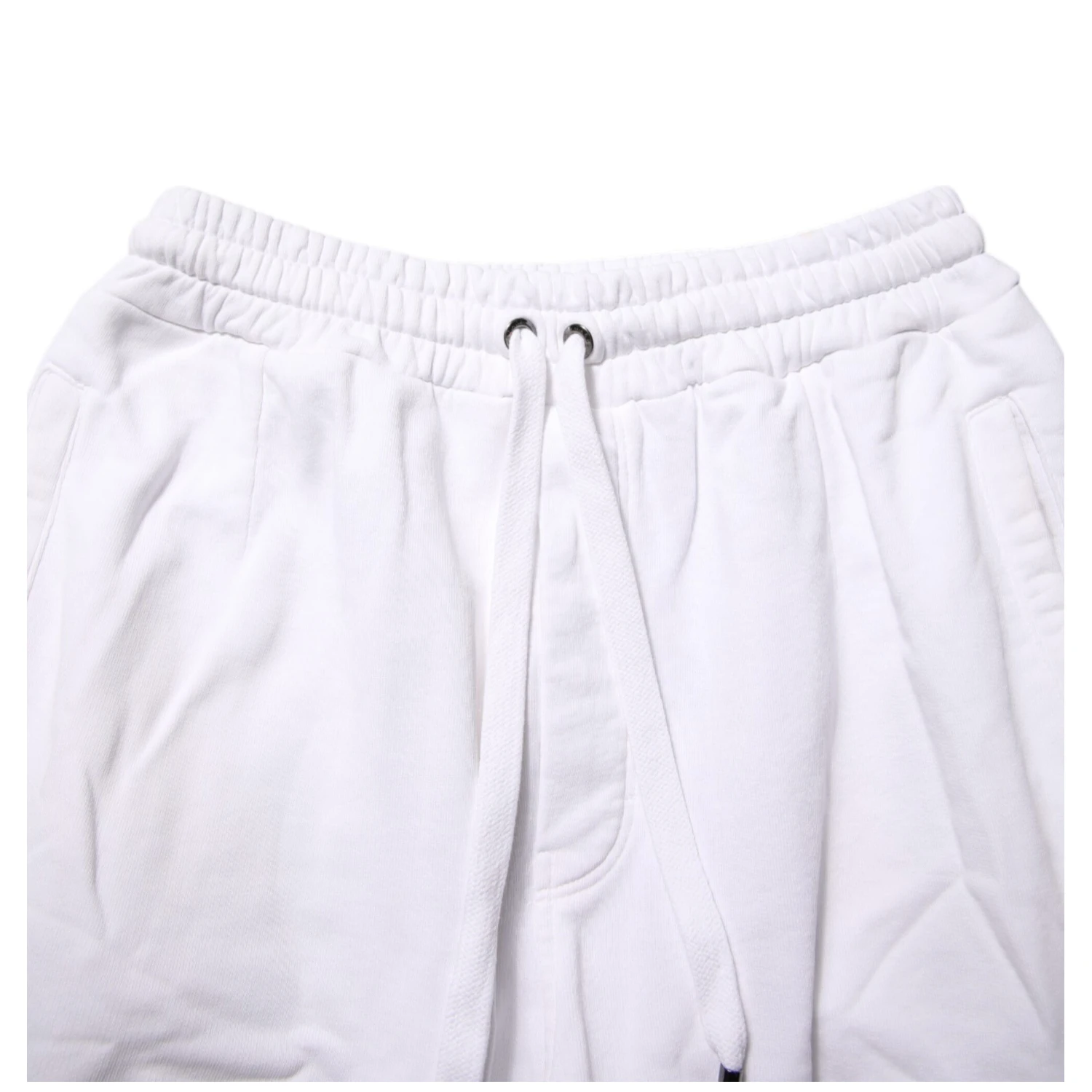 White Cotton Cargo Trousers Logo Patch Pants