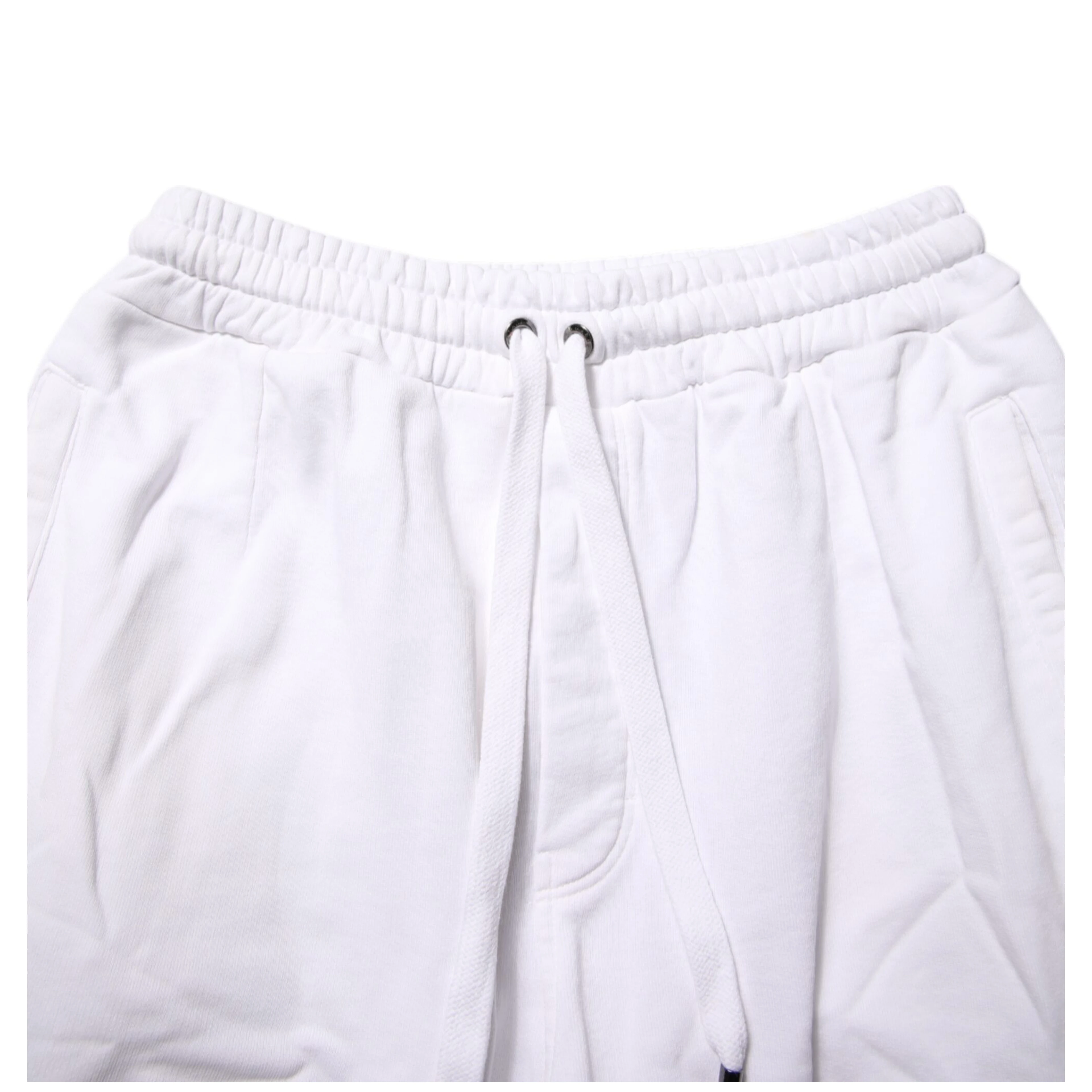 White Cotton Cargo Trousers Logo Patch Pants
