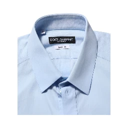 Light Blue Cotton GOLD Formal Men Dress Shirt