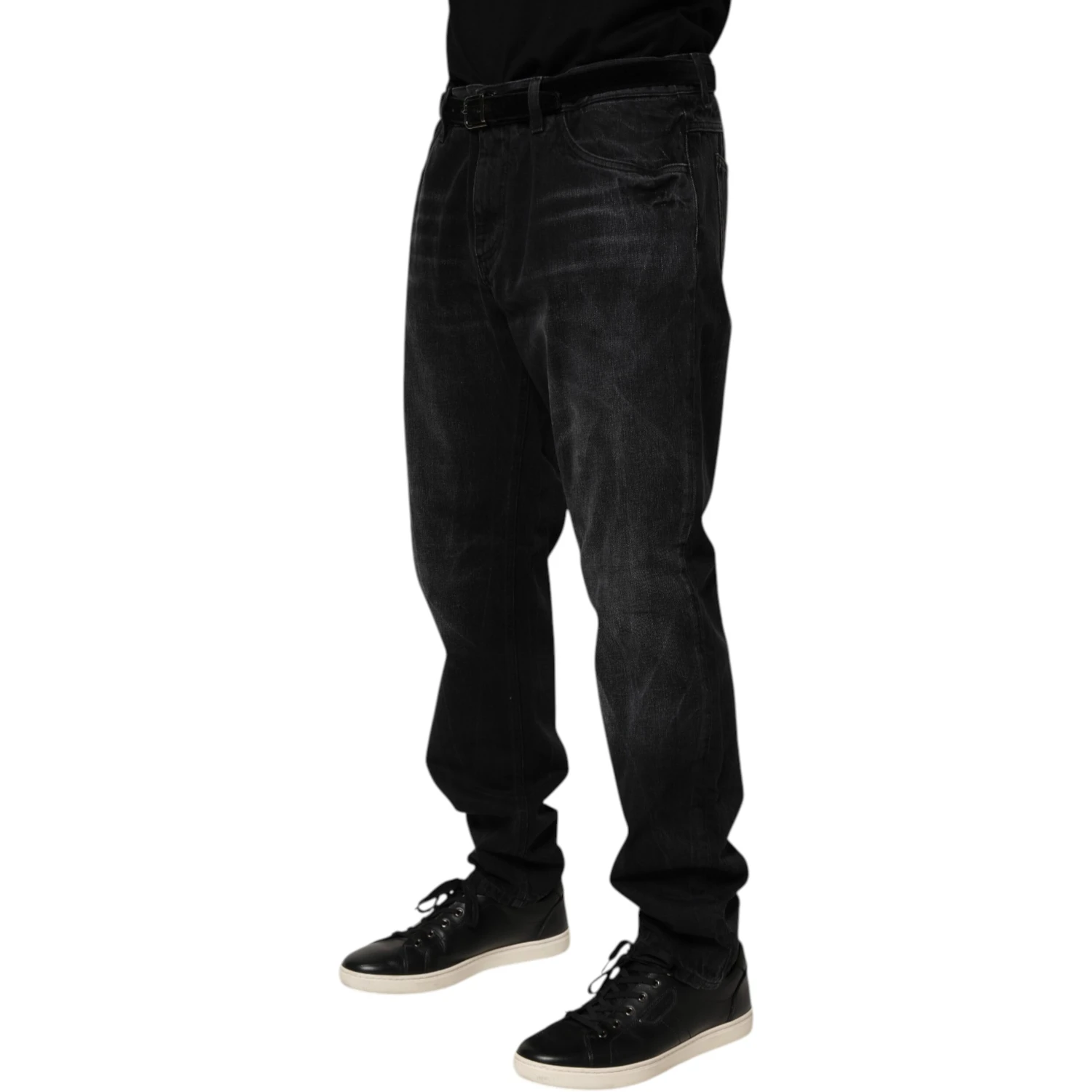 Black Washed Cotton Skinny Men Denim Jeans