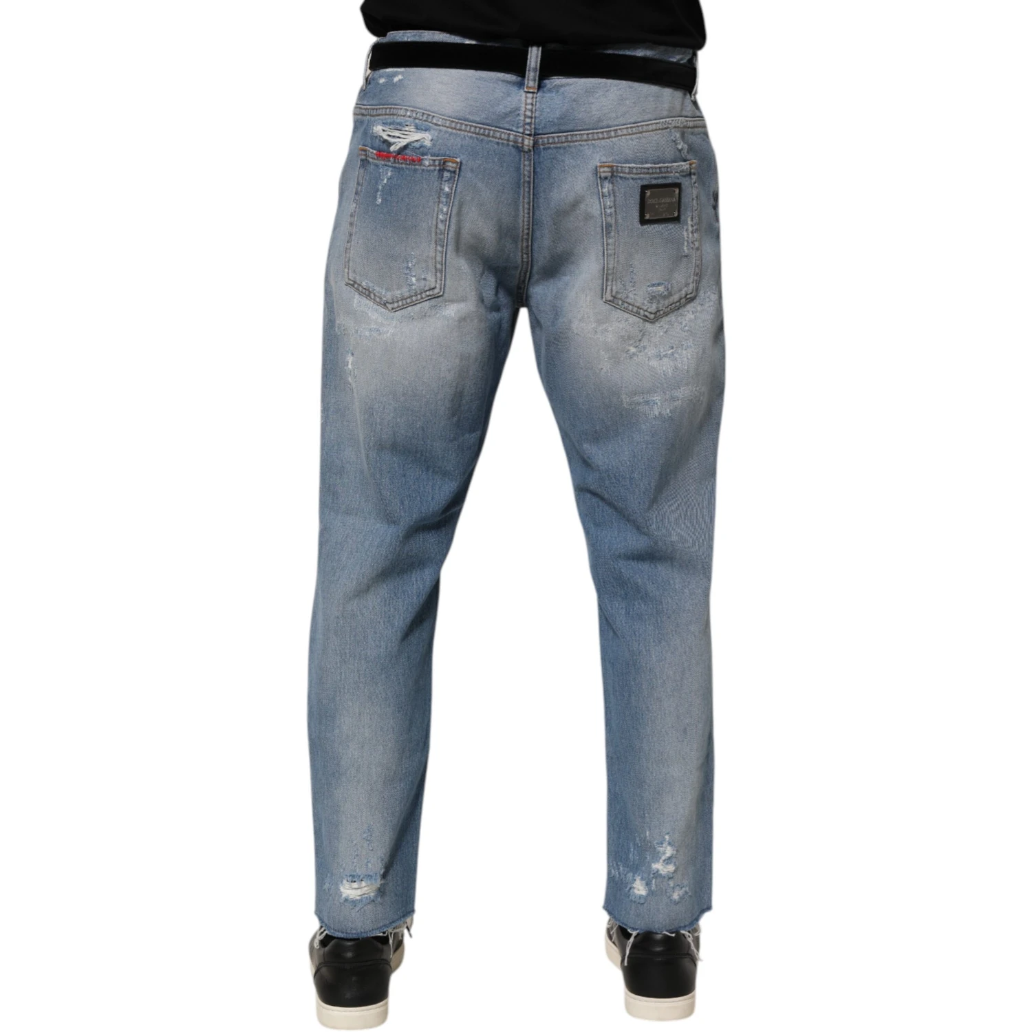 Blue Distressed Ripped Denim Pants Jeans