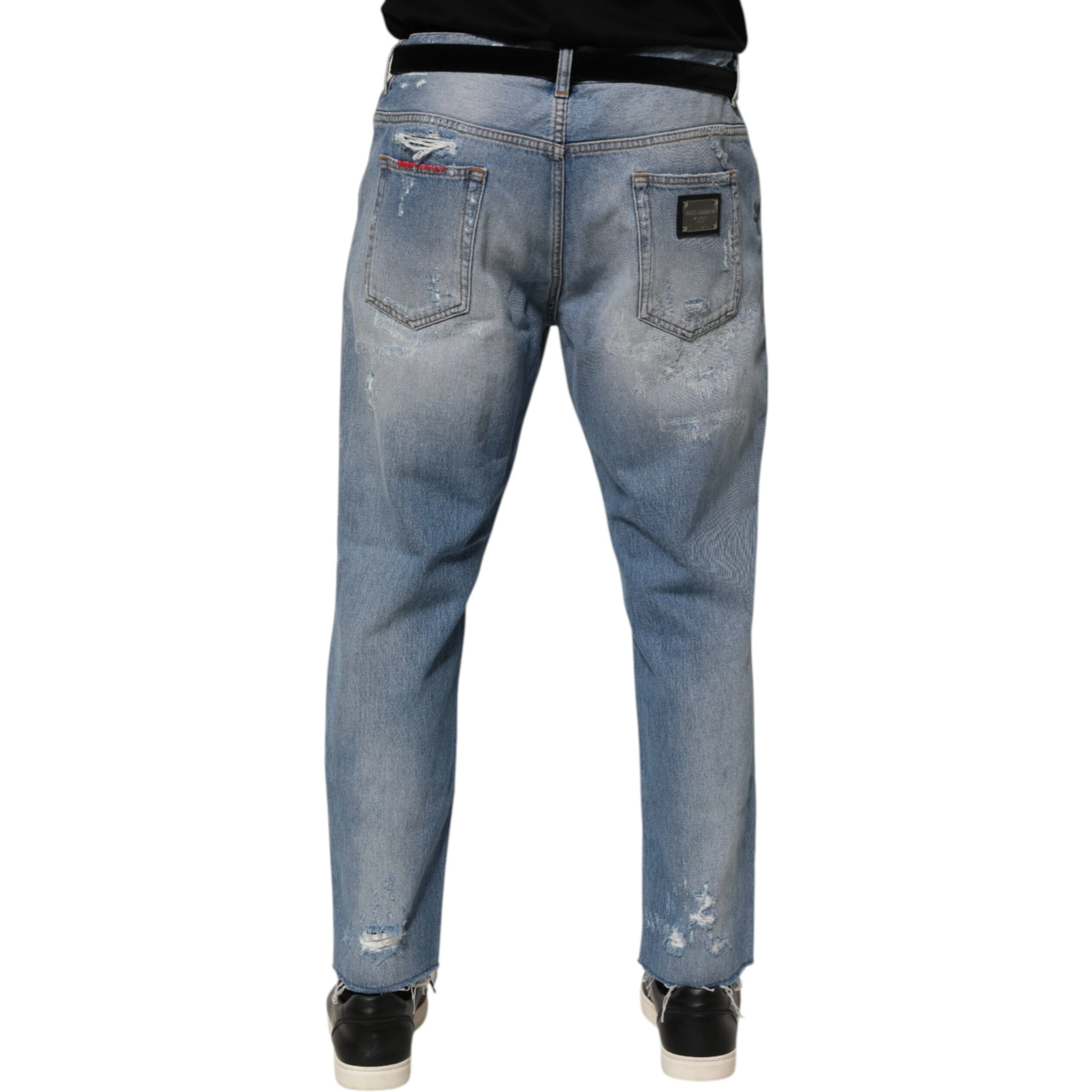 Blue Distressed Ripped Denim Pants Jeans