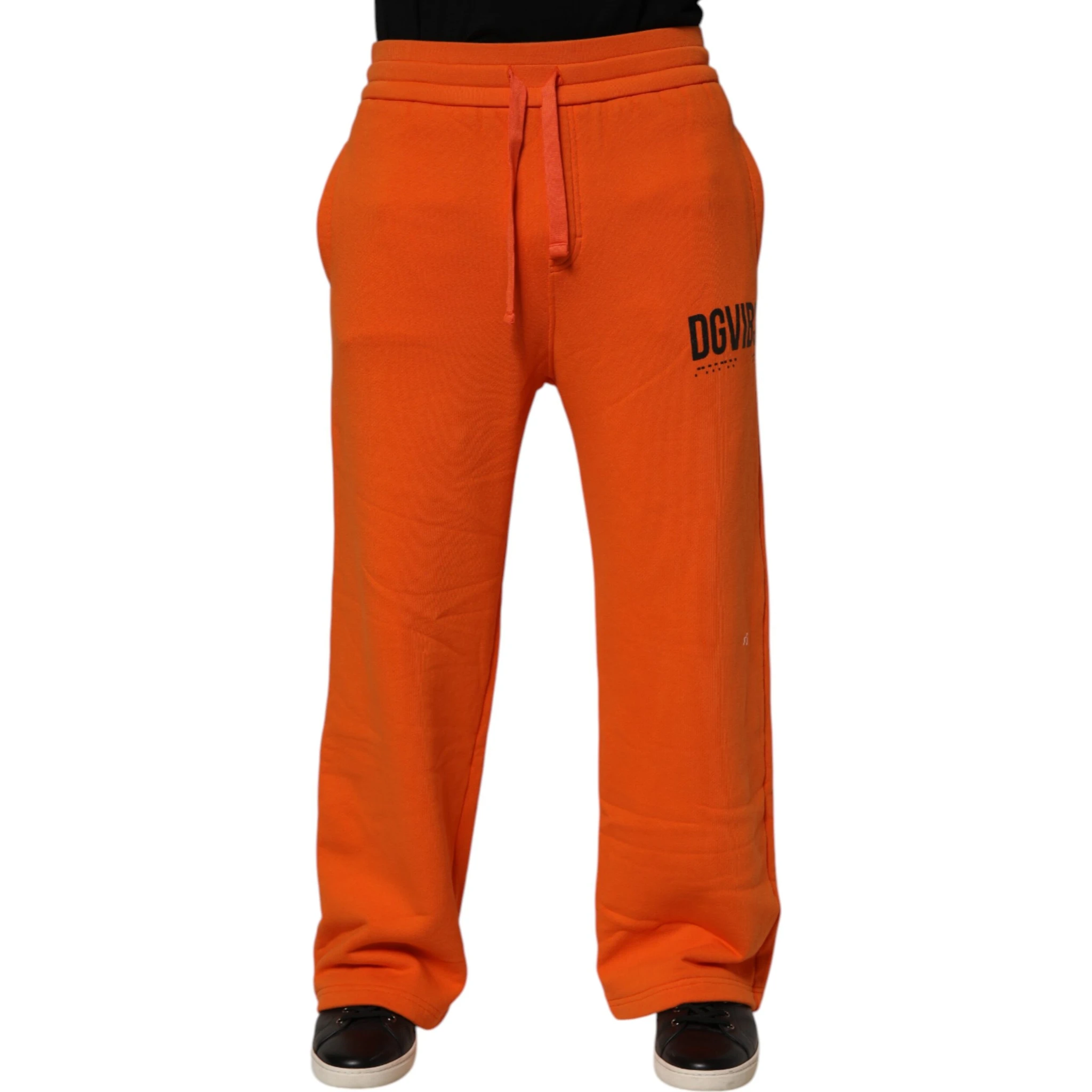Orange Cotton DG VIB3 Logo Drawstring Sweatpants Pants
