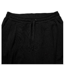 Black Cotton Blend Cargo Joggers Drawstring Pants
