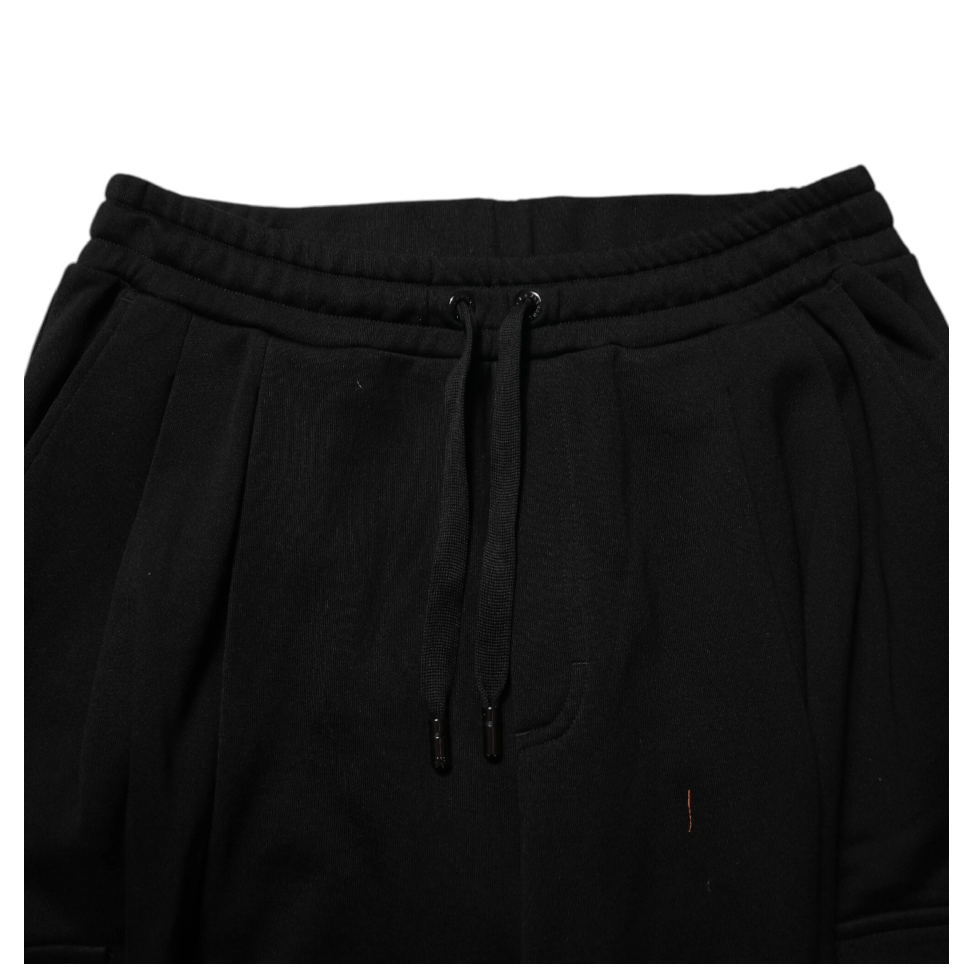 Black Cotton Blend Cargo Joggers Drawstring Pants