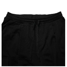 Black Cotton Blend Cargo Joggers Drawstring Pants