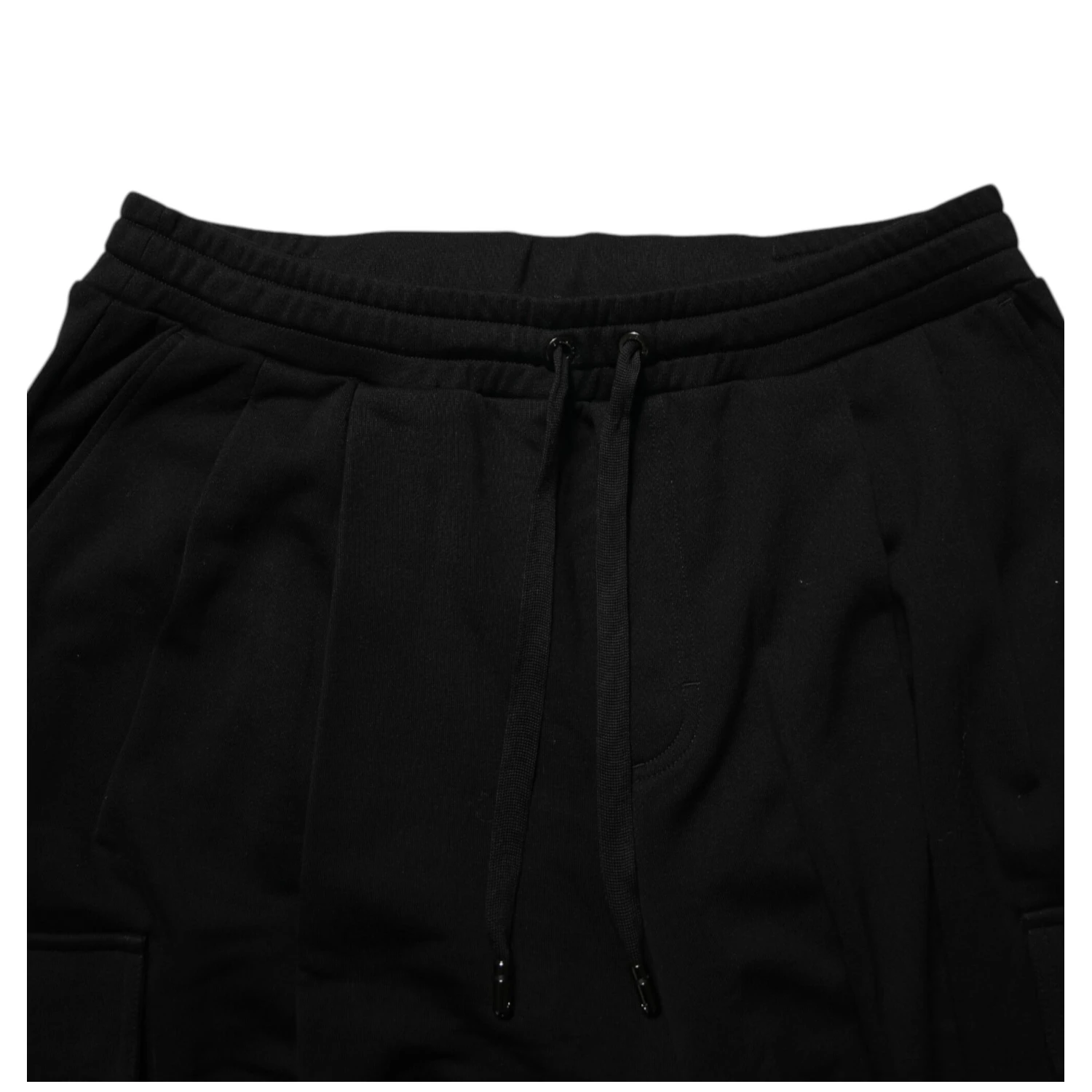 Black Cotton Blend Cargo Joggers Drawstring Pants
