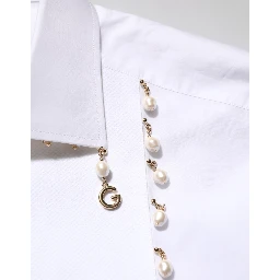 White Cotton DG Logo Pearl GOLD Formal Shirt
