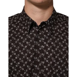 BrownFloral Collared GOLD Formal Dress Shirt