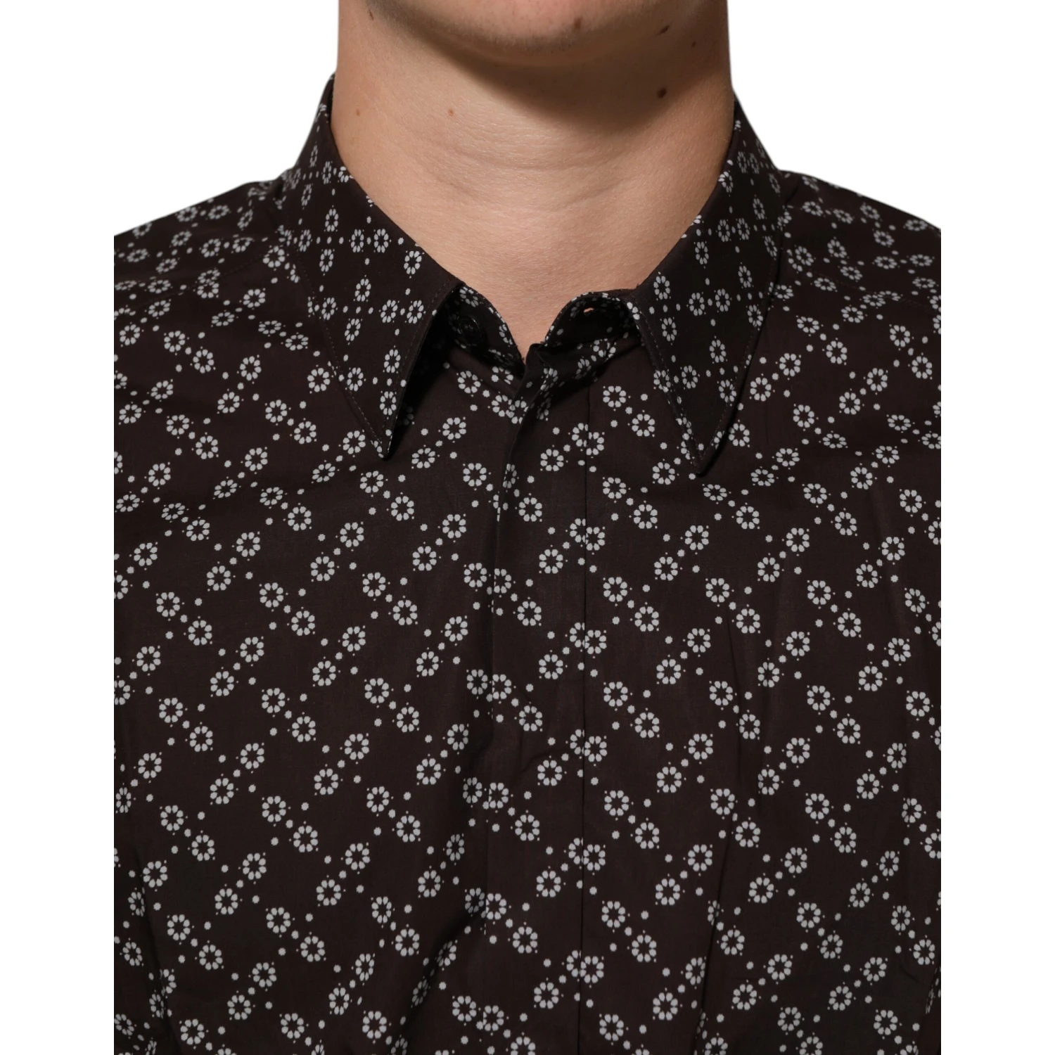 BrownFloral Collared GOLD Formal Dress Shirt