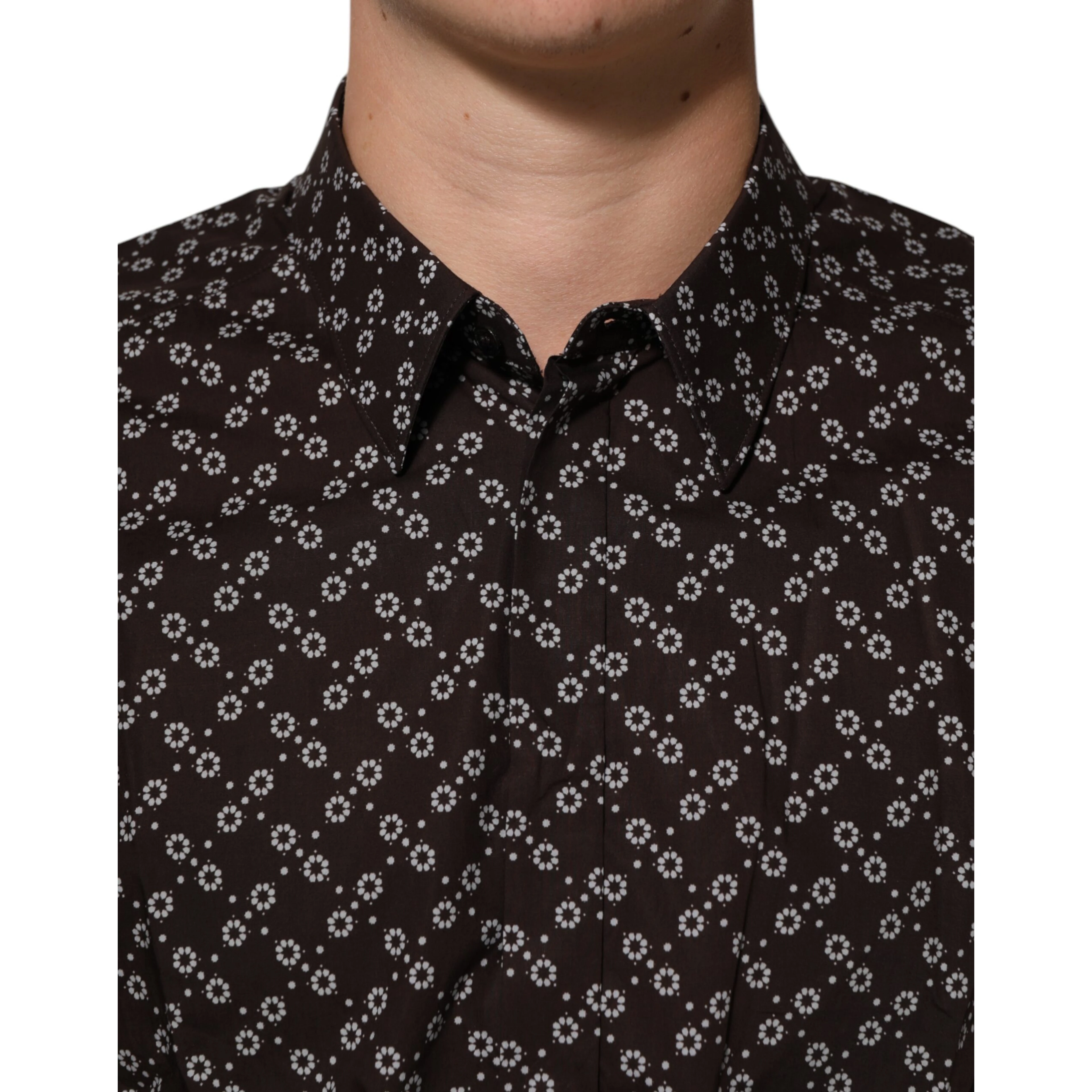 BrownFloral Collared GOLD Formal Dress Shirt