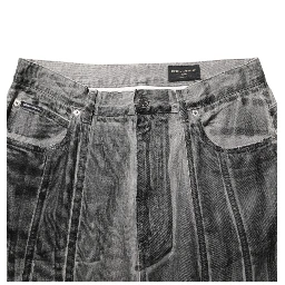 Black Grey Graphic Print Denim Pants Jeans