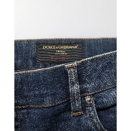 Dark Blue Washed Running Ripped Denim Jeans