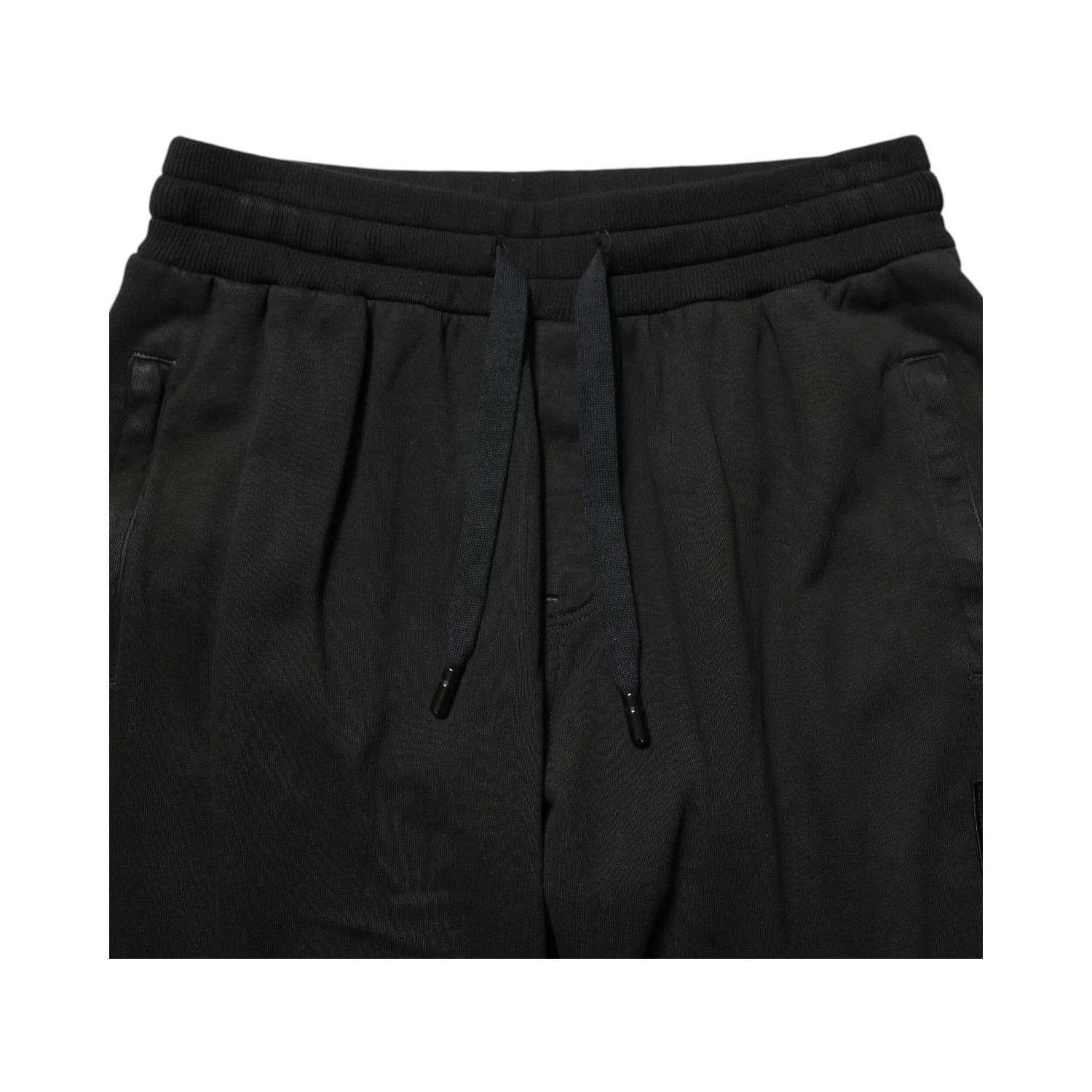 Black Cotton DG Logo Men Jogger Pants