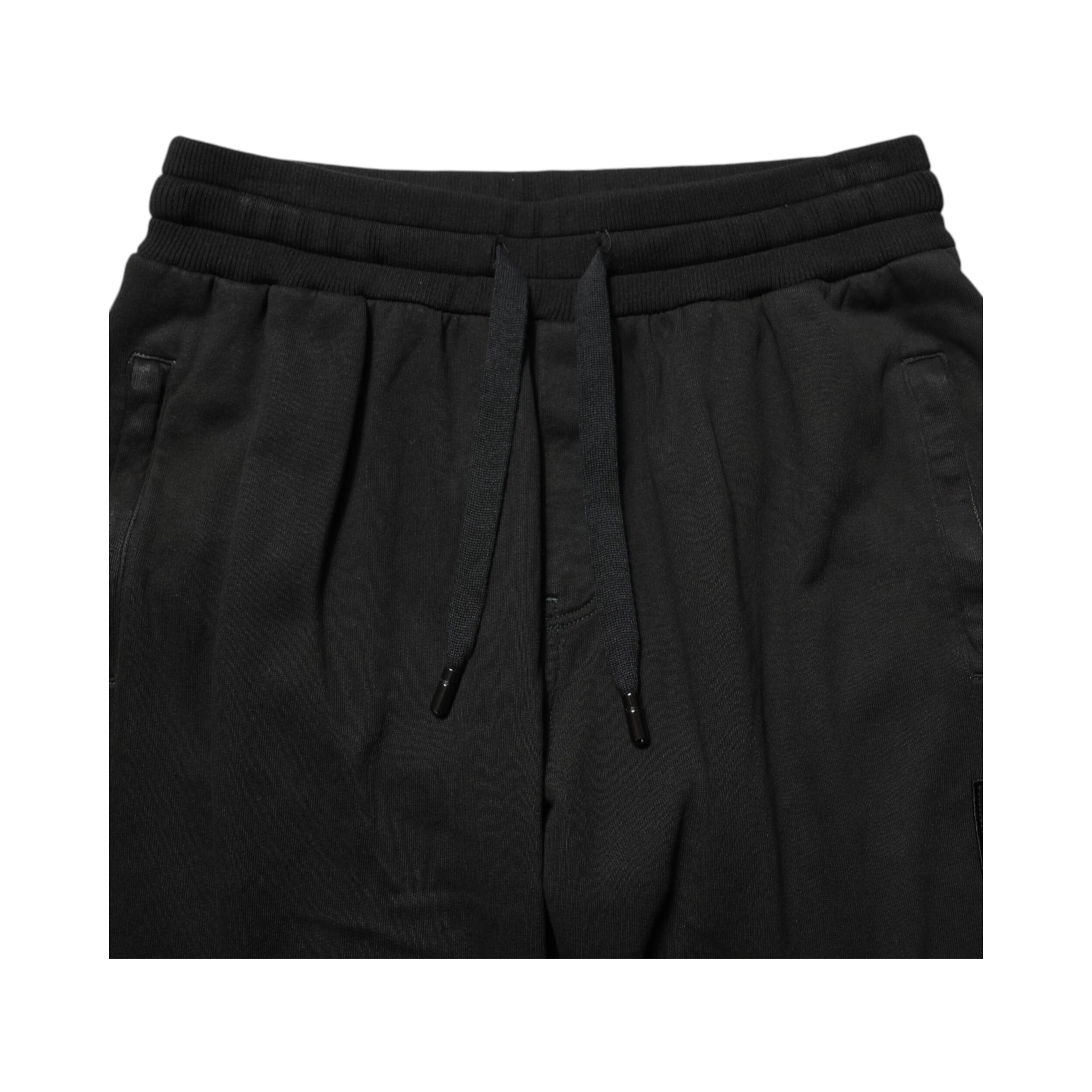 Black Cotton DG Logo Men Jogger Pants