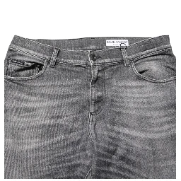 Grey Cotton Denim Slim Fit Distressed Pants Jeans