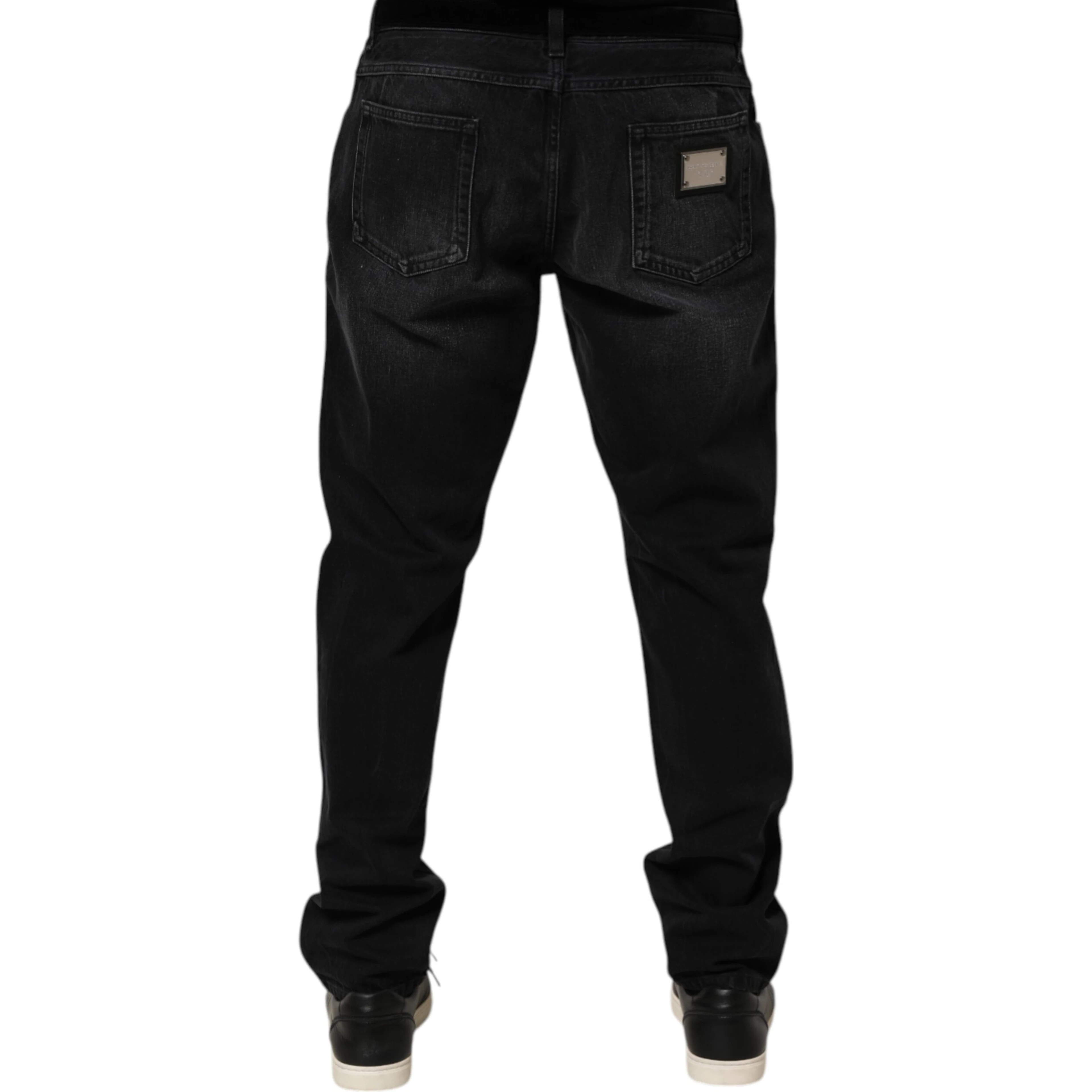 Black Washed Cotton Skinny Men Denim Jeans