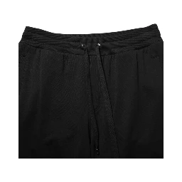 Black Cotton Drawstring Logo Sweatpants Pants