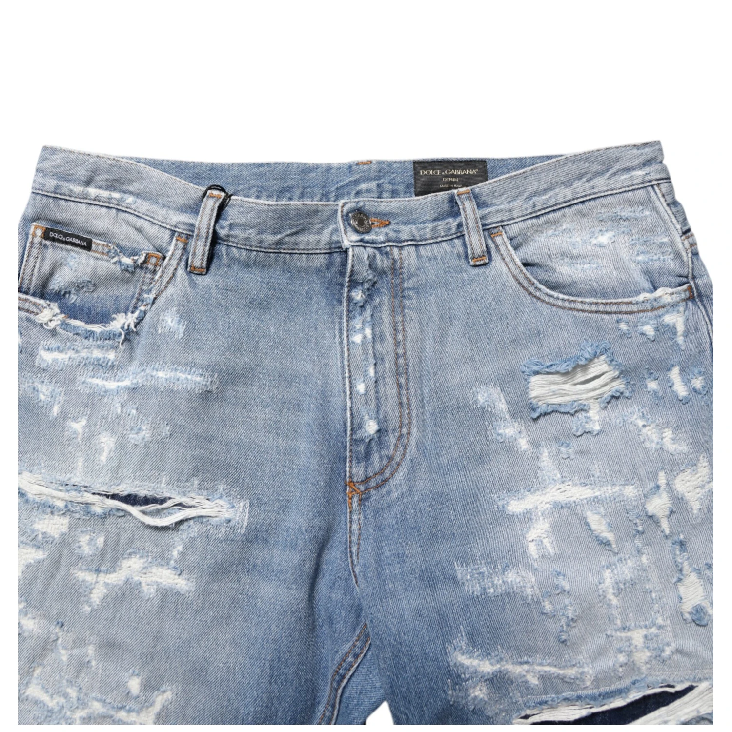 Blue Distressed Ripped Denim Pants Jeans