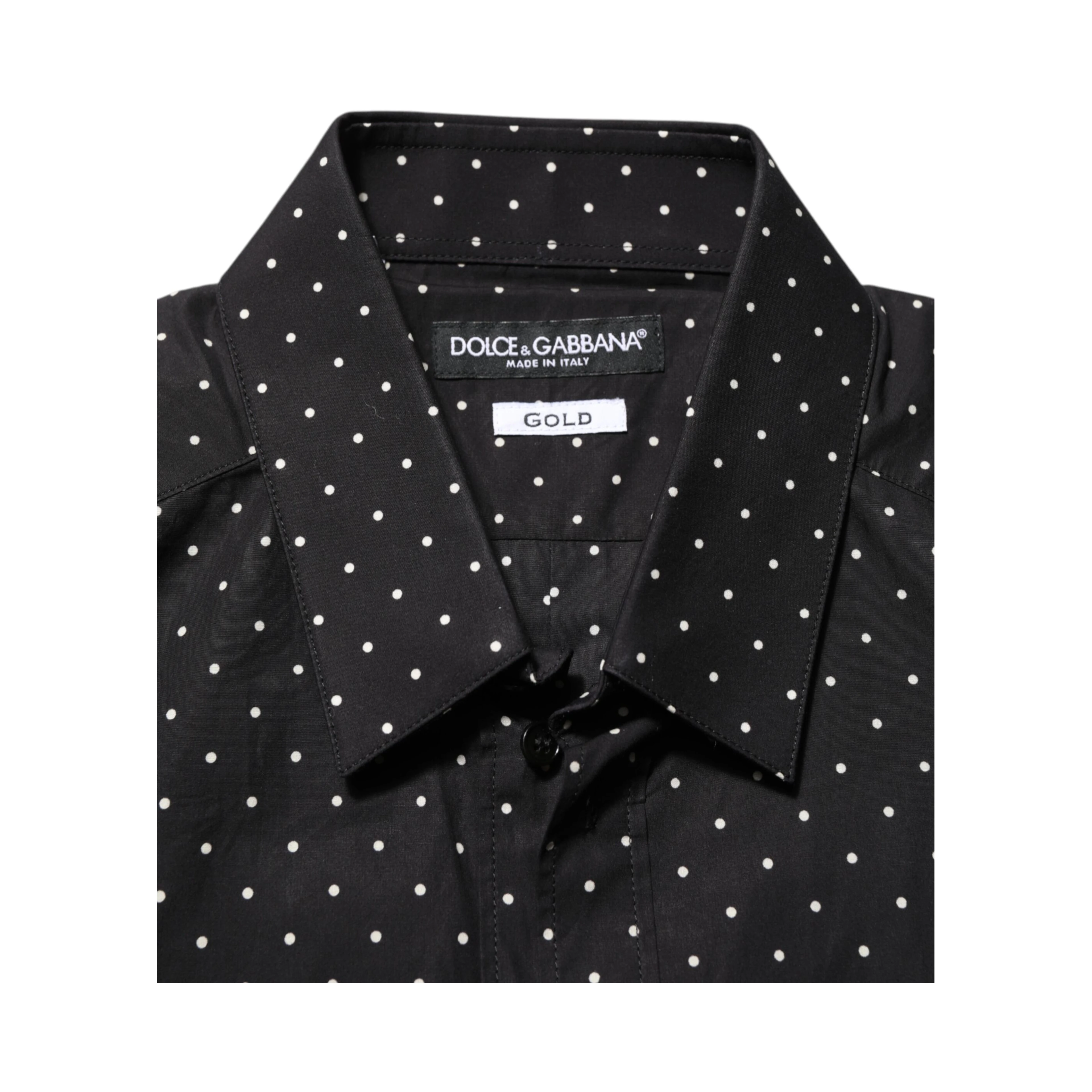 Black Polka Dot Cotton GOLD Men Formal Dress Shirt