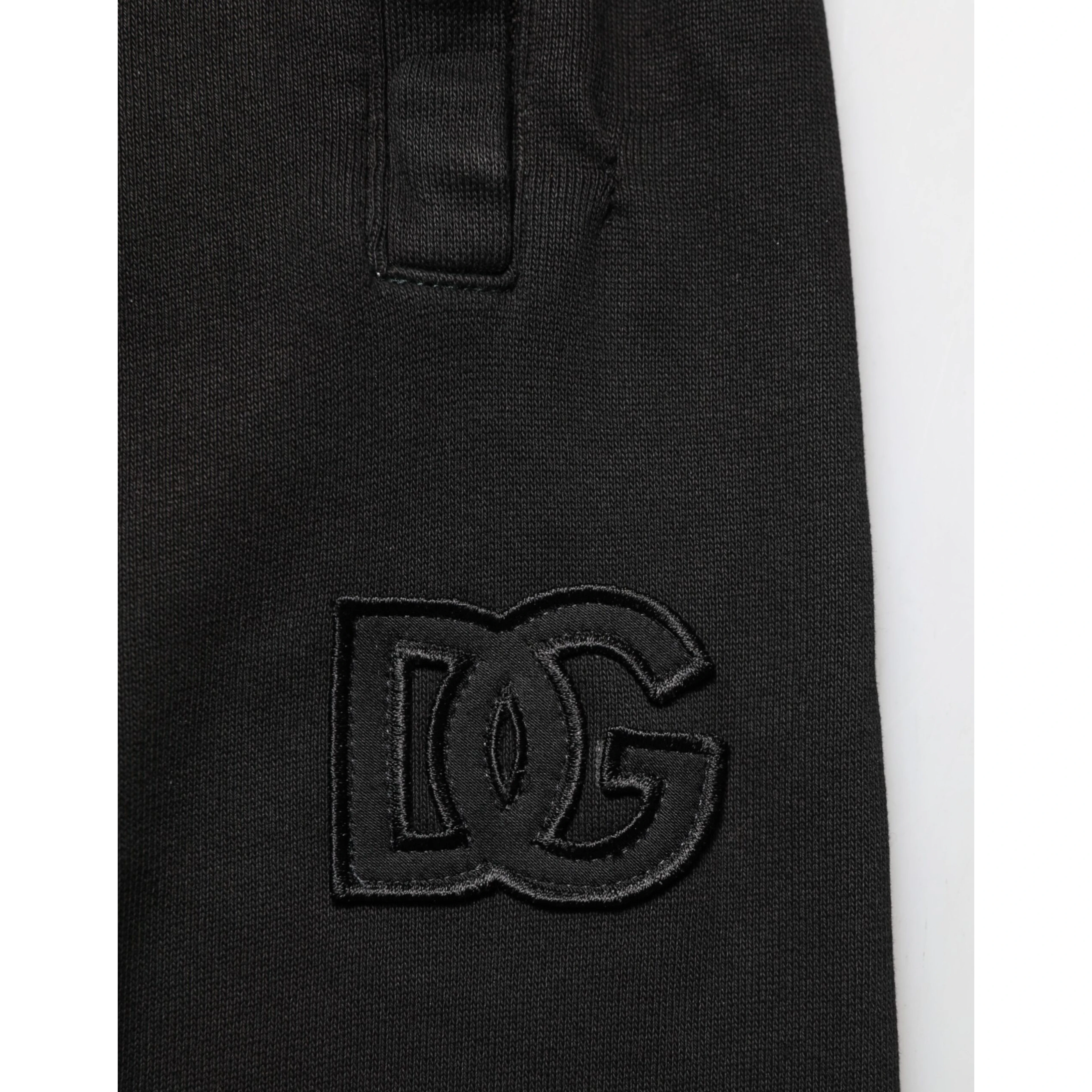 Black Cotton DG Logo Men Jogger Pants