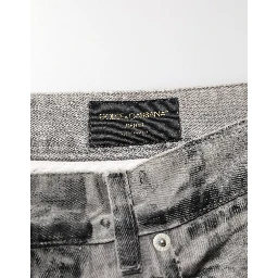 Black Grey Graphic Print Denim Pants Jeans
