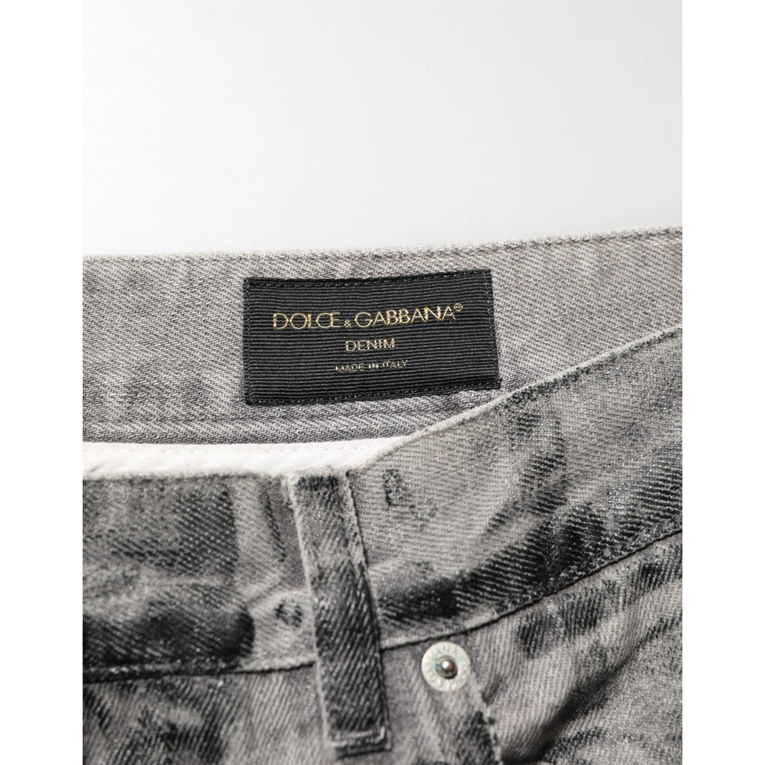 Black Grey Graphic Print Denim Pants Jeans