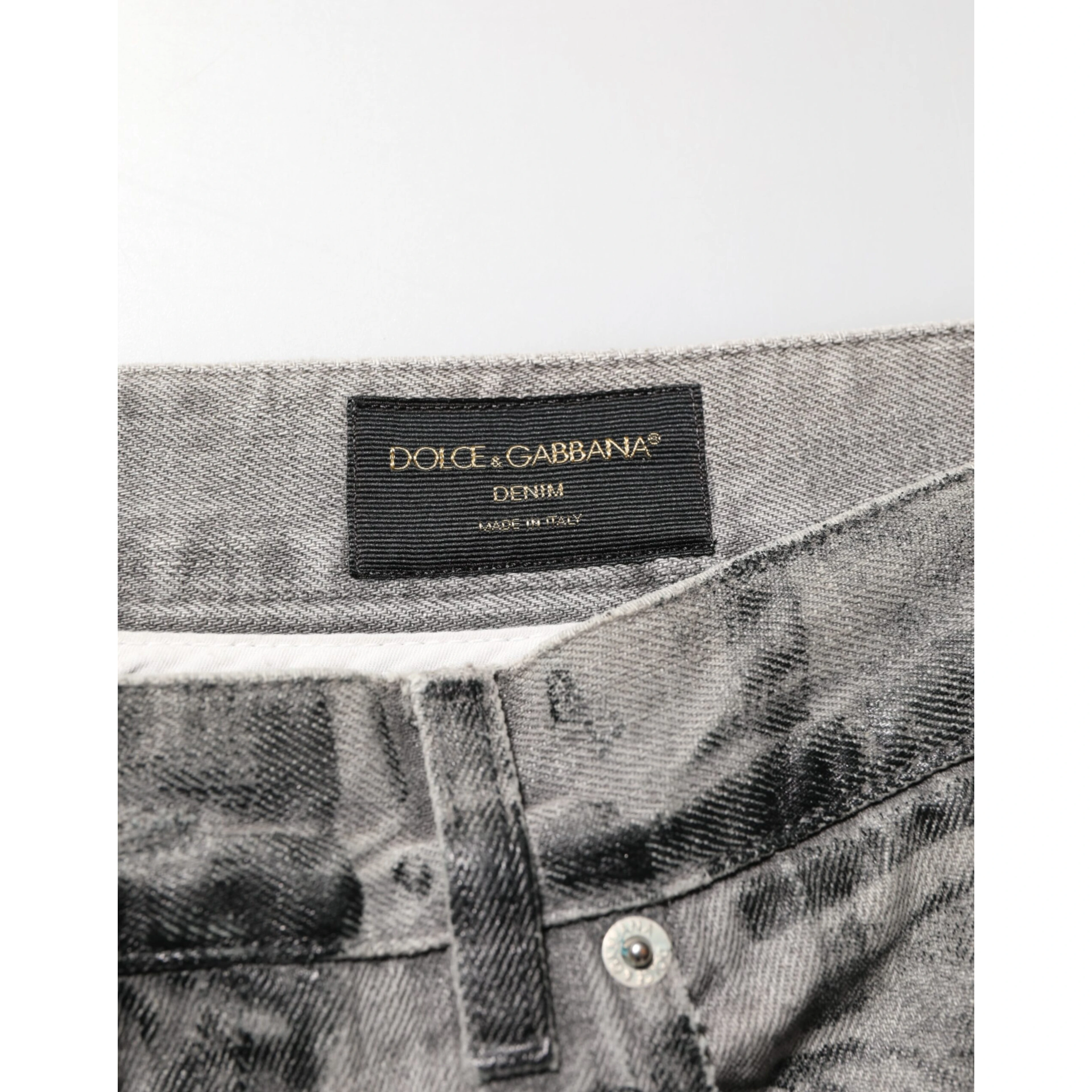 Black Grey Graphic Print Denim Pants Jeans