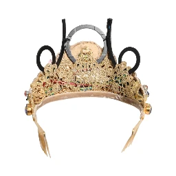 Gold Brass Crystal Embellished Headpiece Crown Tiara