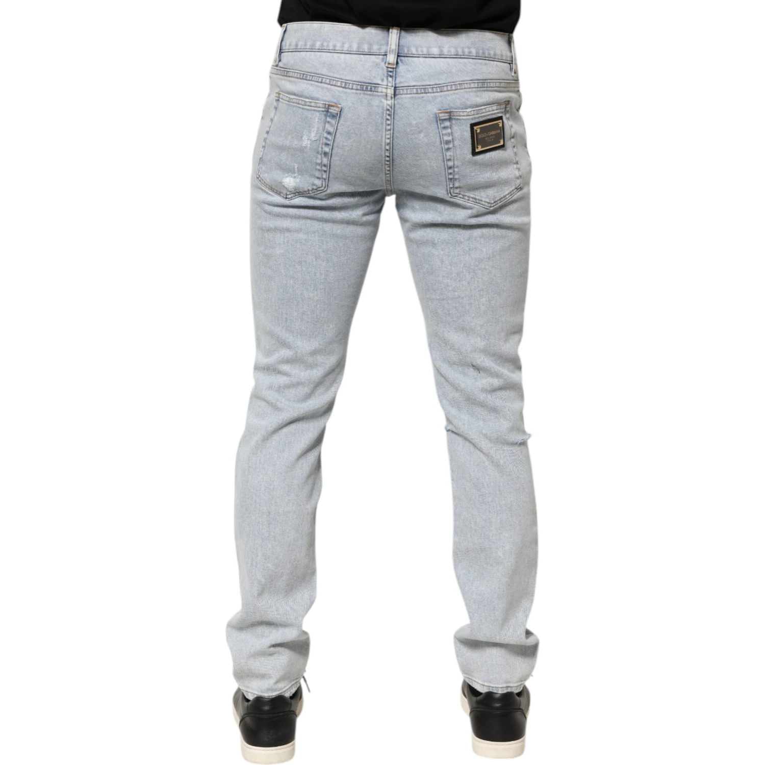 Light Blue Distressed Slim Fit Ripped Denim Jeans