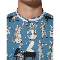 Blue Jazz Printed Cotton Button Front Shirt