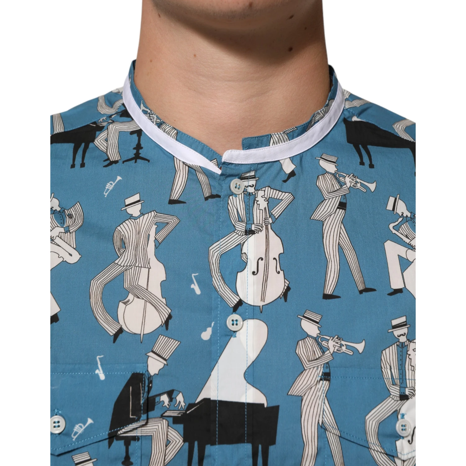 Blue Jazz Printed Cotton Button Front Shirt