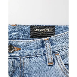 Blue Distressed Ripped Denim Pants Jeans