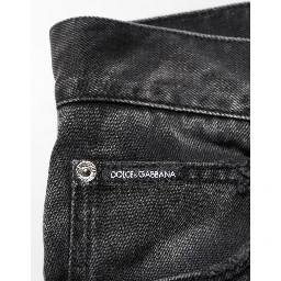 Black Marbled Effect Straight Men Denim Jeans