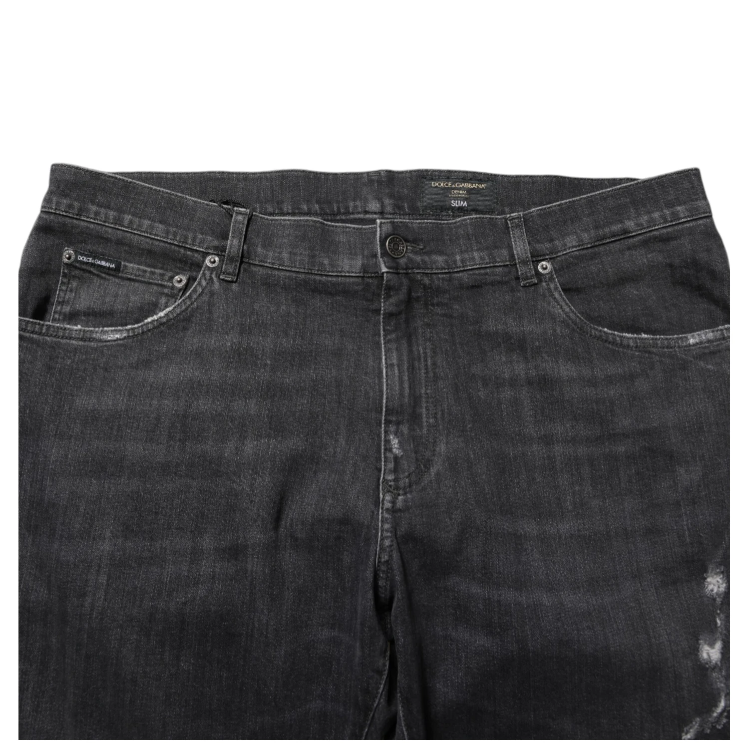 Black Cotton Slim Fit Distressed Ripped Logo Jeans