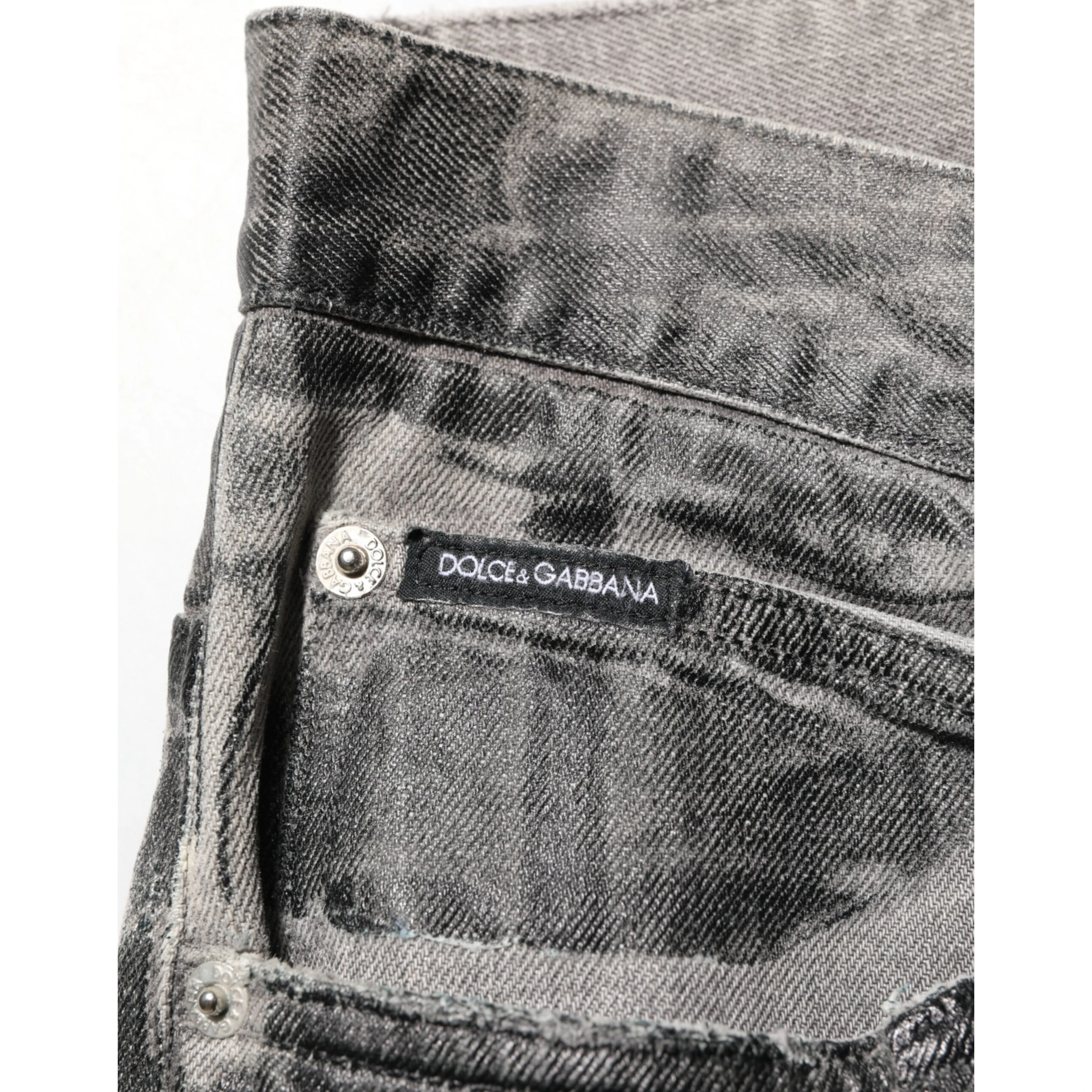 Black Grey Graphic Print Denim Pants Jeans