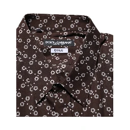 BrownFloral Collared GOLD Formal Dress Shirt
