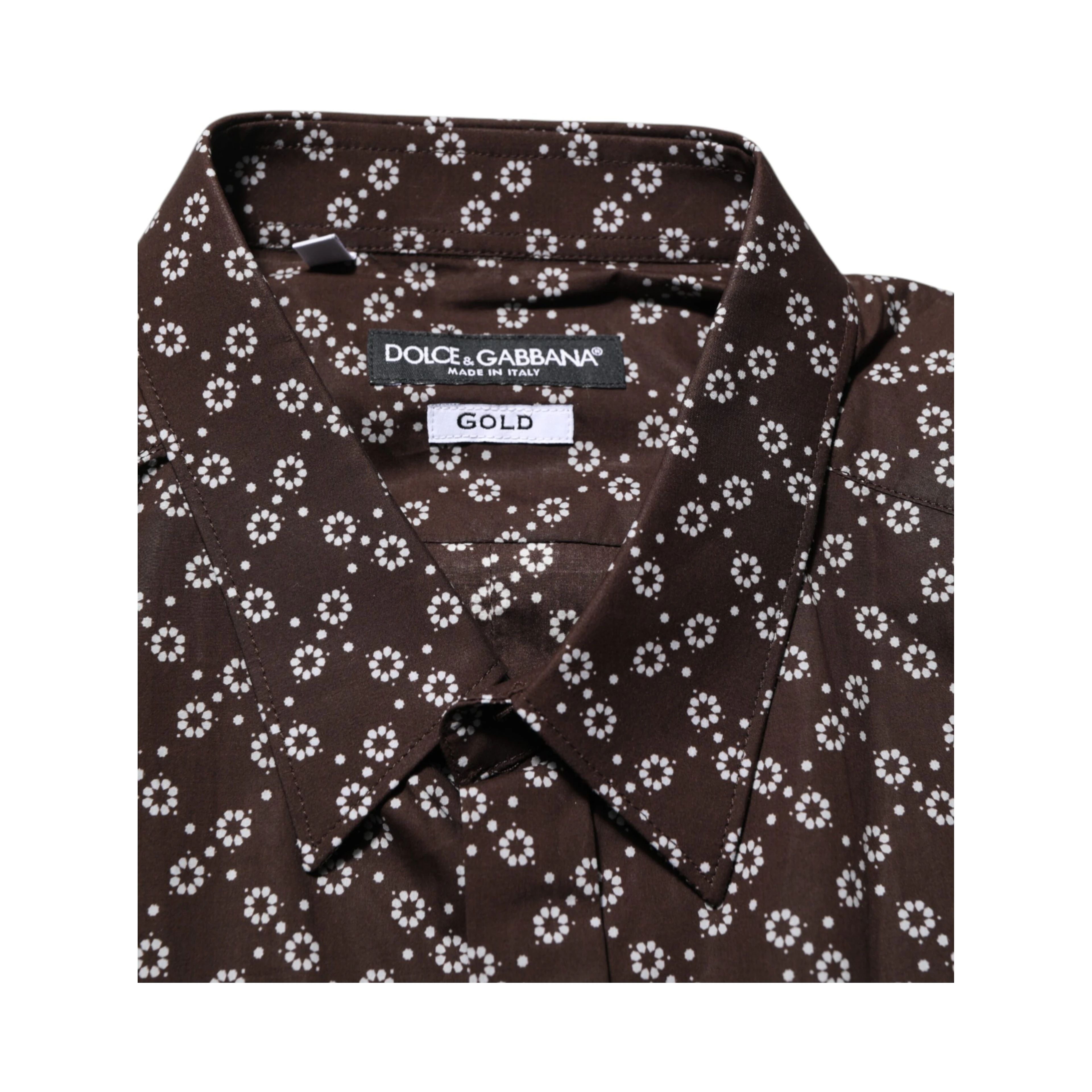 BrownFloral Collared GOLD Formal Dress Shirt