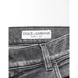 Grey Cotton Denim Slim Fit Distressed Pants Jeans