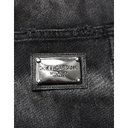 Black Marbled Effect Straight Men Denim Jeans