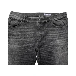 Black Gray Wash Slim Fit Straight Leg Denim Jeans