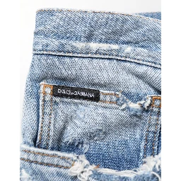 Blue Distressed Ripped Denim Pants Jeans