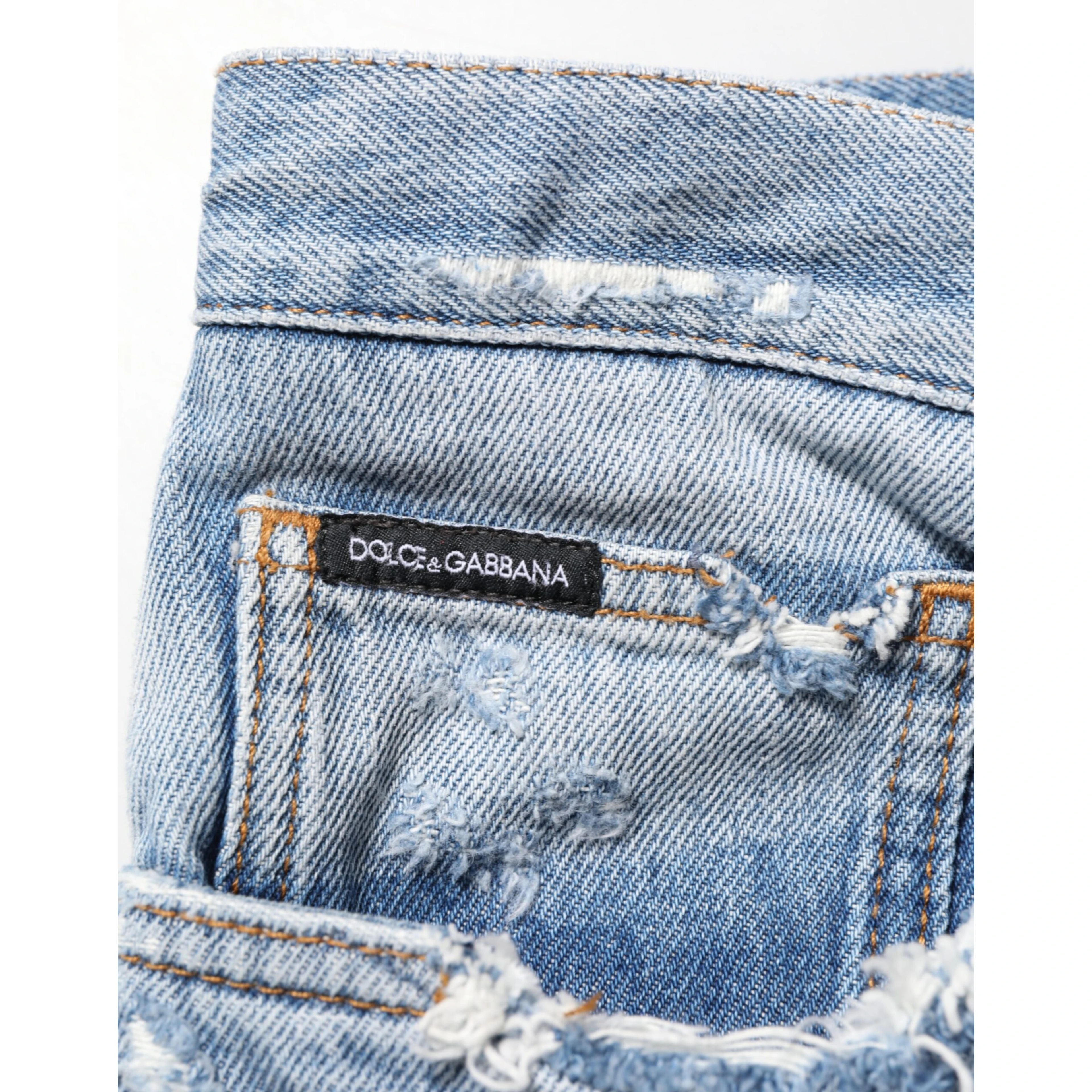 Blue Distressed Ripped Denim Pants Jeans