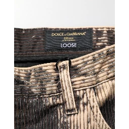 Beige Black Corduroy Tie-Dye Cotton Blend Pants