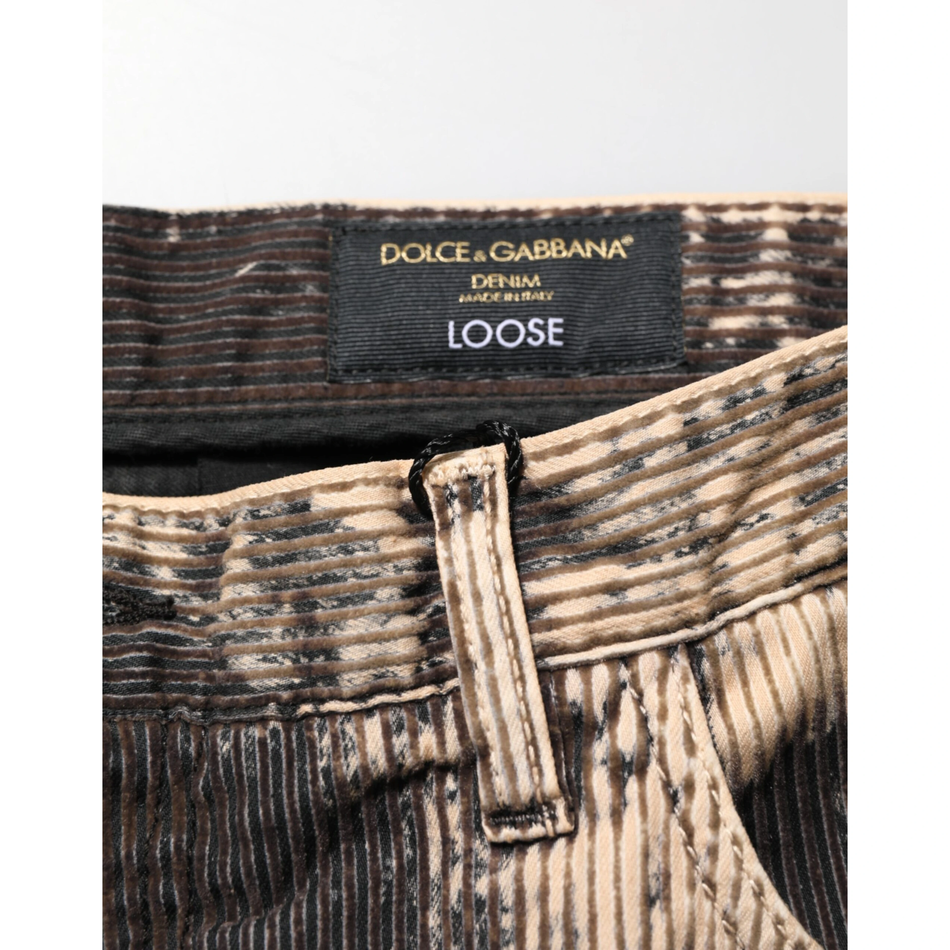 Beige Black Corduroy Tie-Dye Cotton Blend Pants