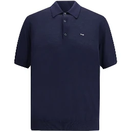 Blue Fleece Wool Polo Shirt