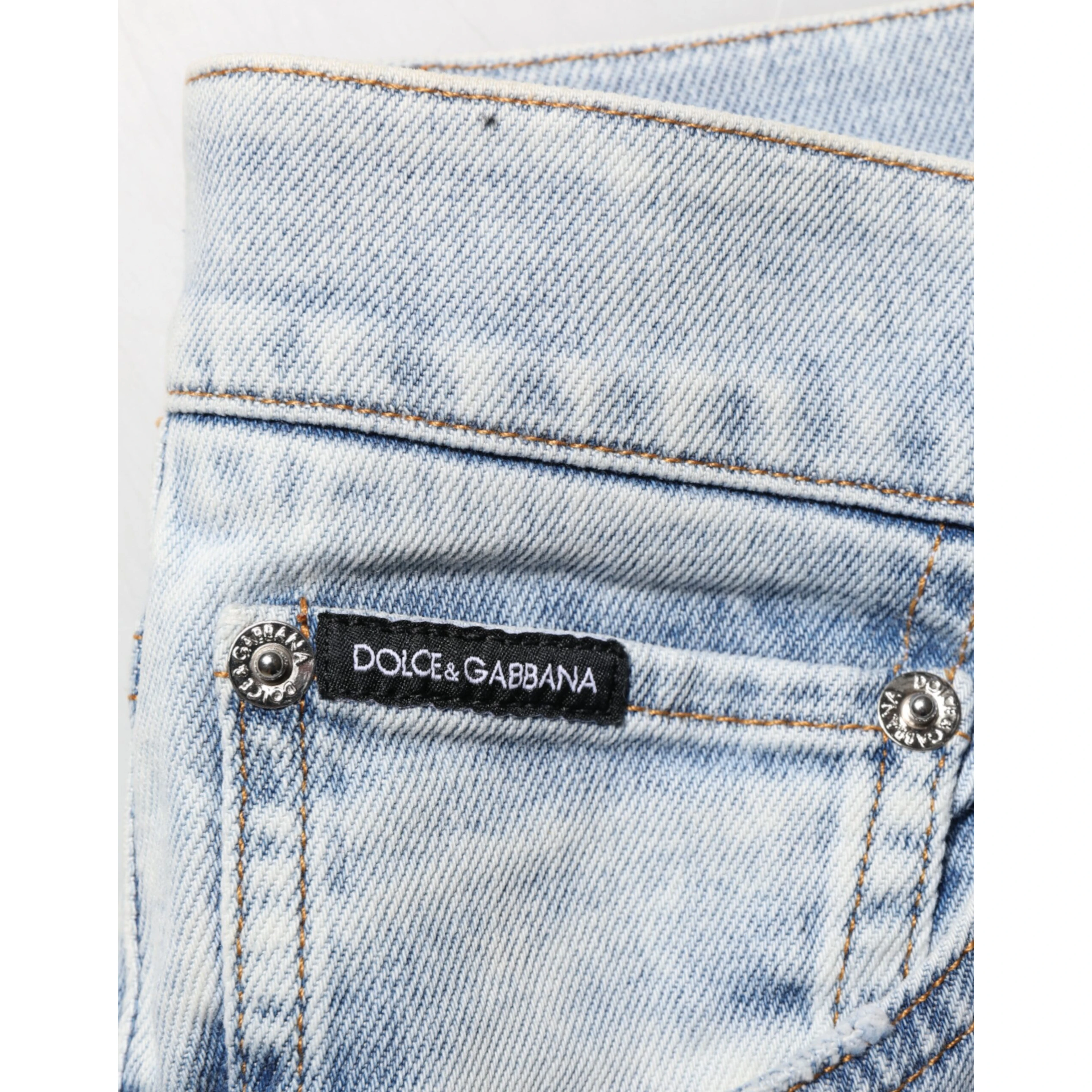 Light Blue Distressed Slim Fit Ripped Denim Jeans